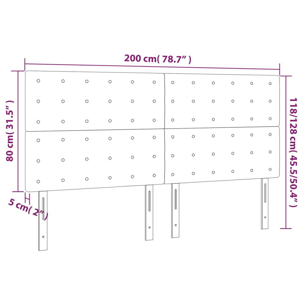 Kopfteile 4 Stk. Taupe 100x5x78/88 cm Stoff